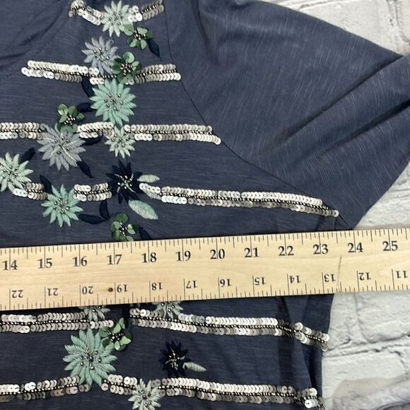 LOGO Lavish Sequin Embroidery Trapeze Tunic size XL Gray - Picture 11 of 12